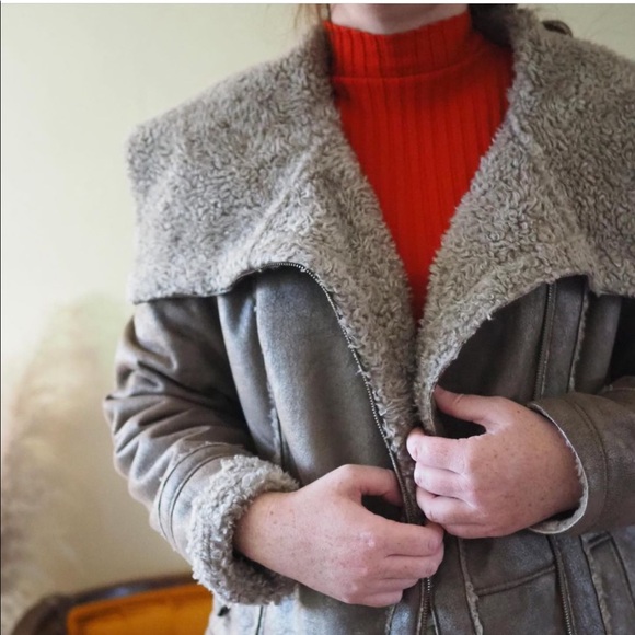 Oversized vintage Moto jacket Sherpa - Picture 6 of 7